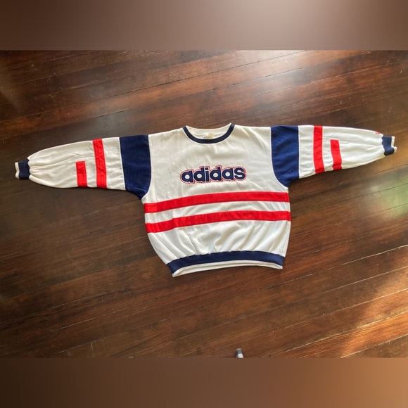 VINTAGE PRE-OWNED 1980’s ADIDAS CREWNECK MULTICOLOR COLOR BLOCK AMAZING CONDISH - Picture 2 of 16